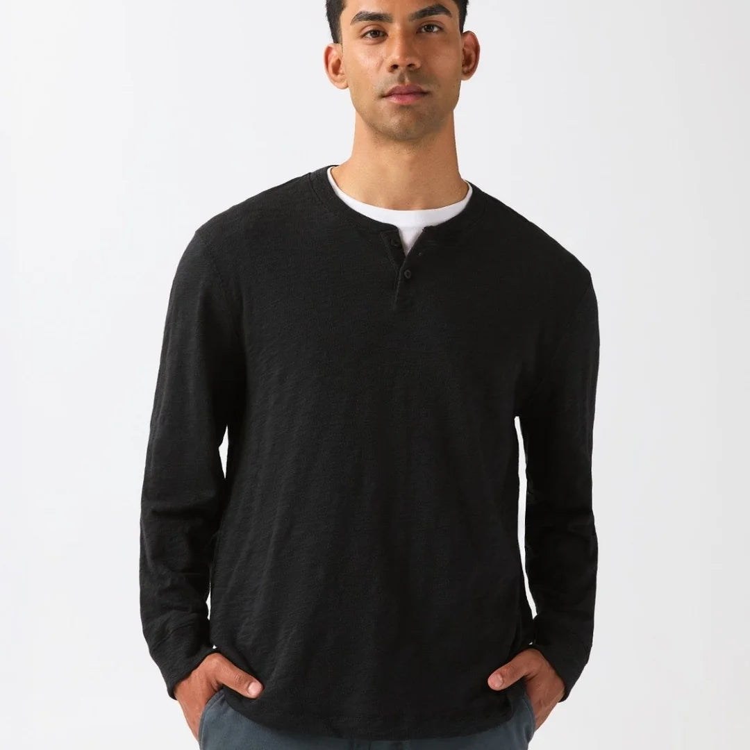 Midweight Slub Jersey Long Sleeve Henley (Men's)