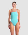 Solid Lace Back One Piece Swimsuit (Women's)