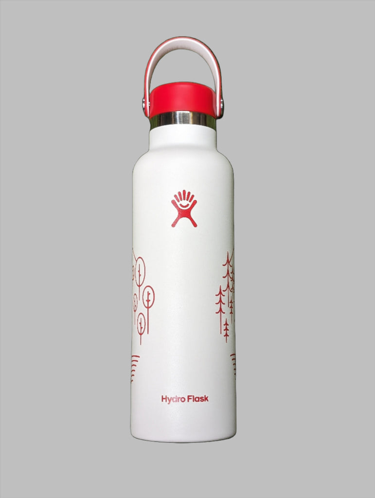 White Hydro-Flask Water Bottle with red canada influenced design
