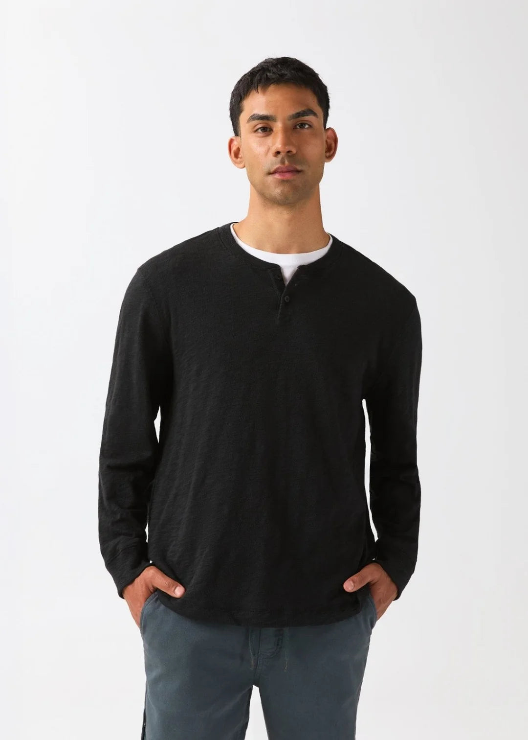Midweight Slub Jersey Long Sleeve Henley (Men's)