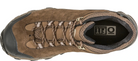 Brown hiking boot with visible brand logo on a white background