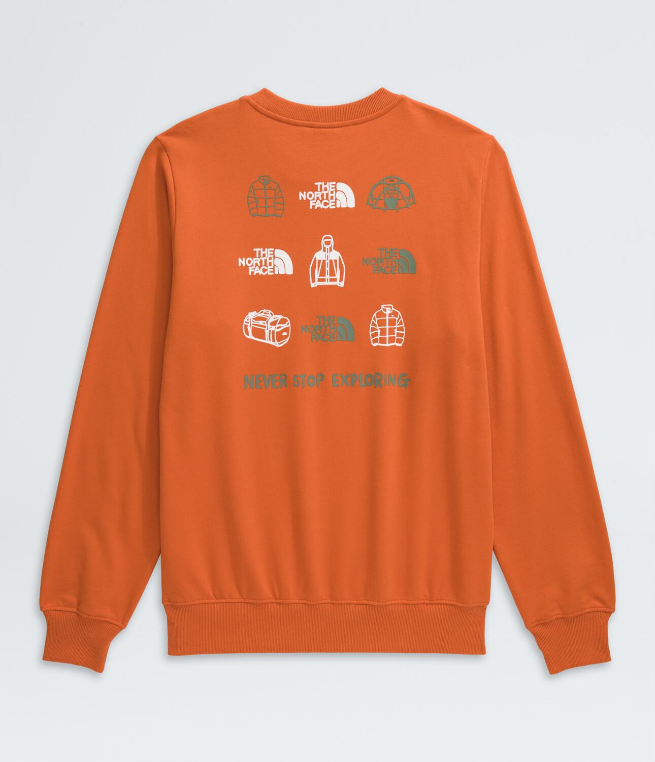 orange north face sweatshirt
