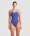 Solid Lace Back One Piece Swimsuit (Women's)