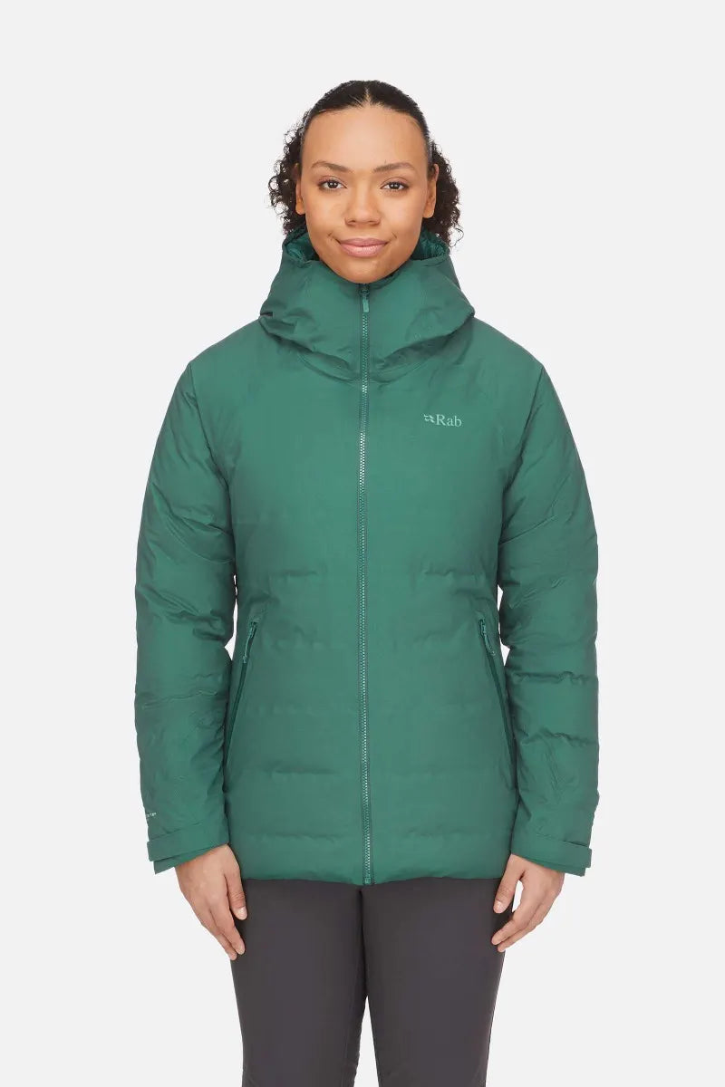Rab Valiance Waterproof Down Jacket Women s 12 GREEN SLATE